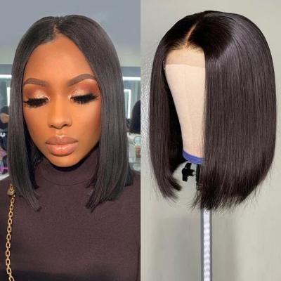 China Wholesale Brazilian Virgin Hair Bob Wig 100% Hd Full Lace Wig 13x4 Lace Front Human Hair Straight Raw Straight Bob Wig for sale