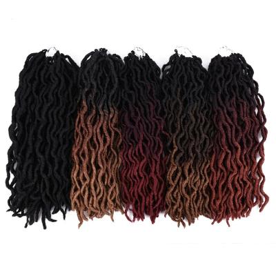 China Hot Selling High Temperature Fiber 18 Inch Ombre Dreadlock Hair Africa Twist Braids Synthetic Goddess Curly Faux Locs Gypsy Hair for sale