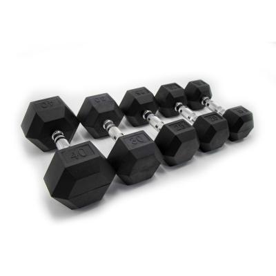 China High Quality Equipment Gym Dumbbell Weightlifting Hex Rubber Wrapped Coated Dumbbell Exercise Rubber Covered for sale