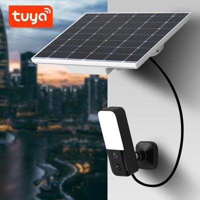 China Waterproof / Outdoor 1080P Tuya Security IP Camera PIR Human Motion Detection Camera Spotlight Waterproof Solar IP WIFI Solar Camera for sale