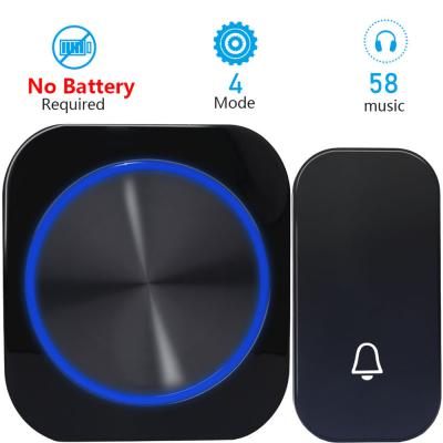 China Modern Smart Home Security Doorbell Wireless Waterproof Self Power Generation Door Bell and Colorful Led Light for sale