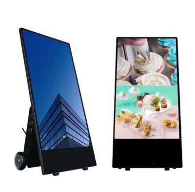 China 43'' LCD Portable Advertising Screens Display Signage Battery Powered Movable Kiosk Totem Portable Digital LCD Poster for sale