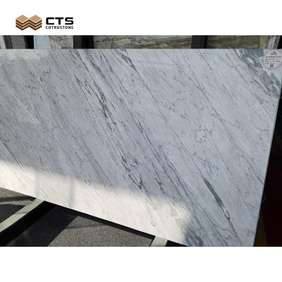 China Natural marble price Italy white marble slab, modern Carrara white color bianco carrara for bathroom for sale