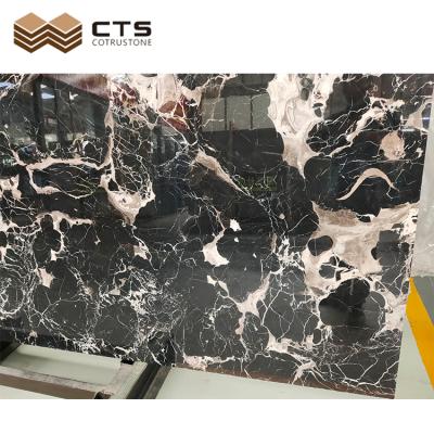 China Nature Black Traditional Black Ice Flower Marble Polished Marble For Home Decor Tiles Table Marmo for sale