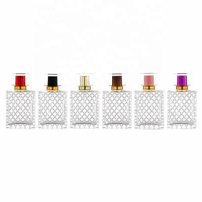 China Wholesale Cosmetic Luxury Square 100ml Refill Glass Bottle Round Spray Cap Empty Perfume Bottle With Packaging for sale