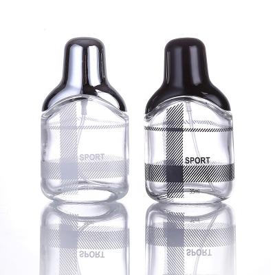 China High Quality Style Transparent Clear Glass Empty Couples Black And White Sports 50ml Unisex Perfume Bottle for sale