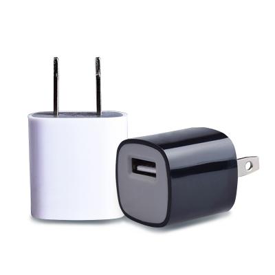 China Cell Phone Custom Logo For iPhone Us Plug In Cube 5V 1A Wall Dc AC Adapter Home Travel Charger In 5w Usb Charger Small Size Mini Block Charger for sale