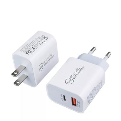 China Dual Cell Phone Dc Cell Phone Smart Power Adapter Dual Cell Phone AC USB Type C Wall PD 18w 20w Fast Chargers For Apple iPhone Samsung Android for sale