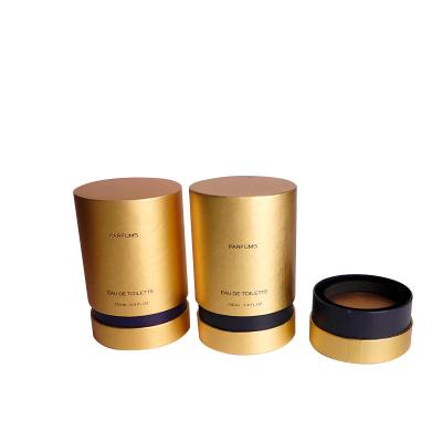 China Handmade Luxury Custom Printing Gold Round Tube Cosmetics Perfume Cardboard Paper Box Packaging for sale