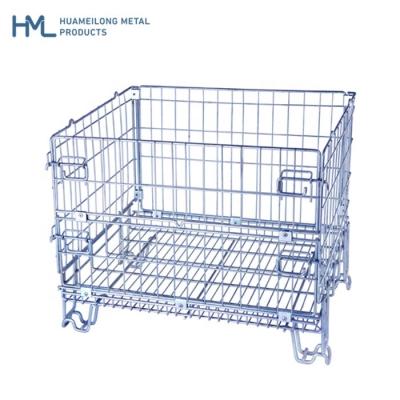 China Customized Light Duty Industrial Steel Wire Mesh Storage Welding Folding Cage Custom Folding Cages Forklift Metal Cargo for sale