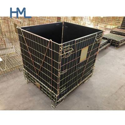 China Collapsible Industrial Stackable Storage Metal Collapsible Cargo Crate Container With PP Cover for sale