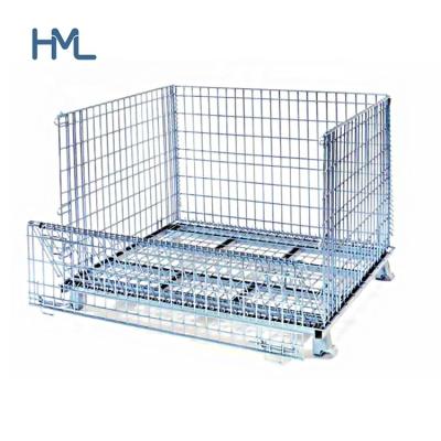 China Industrial Warehouse Storage Wire Mesh Logistics Stackable Lockable Container for sale