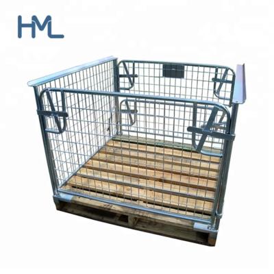 China Mild Steel Warehouse Fabricated Stackable Storage Metal Pallet Cage for sale