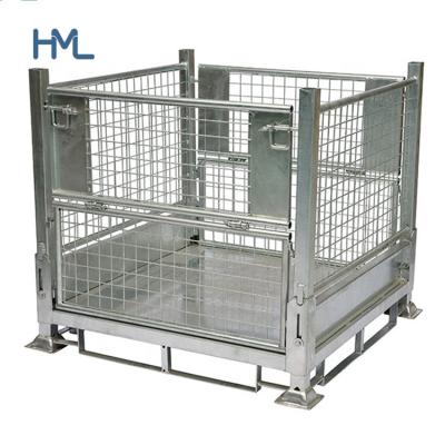 China Plain weave heavy duty hot dip gavinized collapsible collapsible stackable storage metal wire mesh security stillage for sale