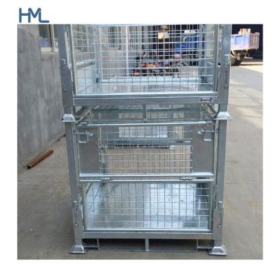 China Automobile industry warehouse industrial transport metal crate lockable collapsible folding stillage steel box for sale