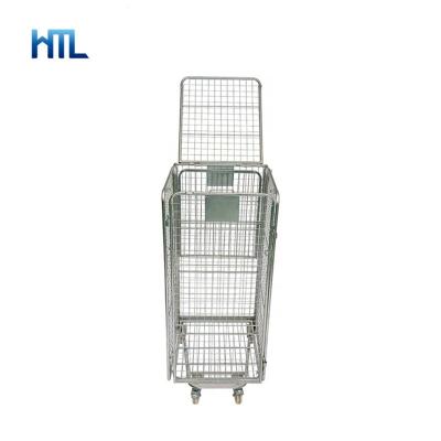 China Warehouse Metal Warehouse Customized Industrial Stackable Collapsible Wire Mesh Roll Container for sale