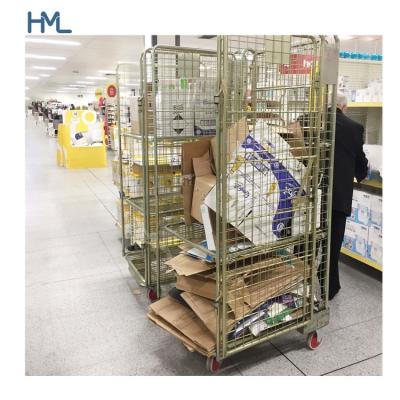 China Mild Steel Q235 500kg Capacity Warehouse Logistic Industrial Cargo Storage Steel Wire Mesh Roll Container for sale