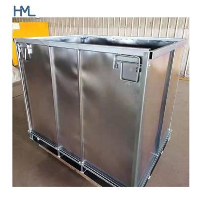 China Large Warehouse Steel Industrial Folding Metal Pallet Box Container For Rubber Material Transportation for sale