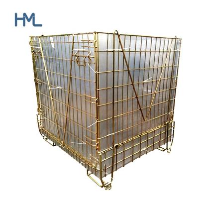 China Mild Steel Warehouse Stacking Galvanized Folding Wire Mesh Metal Pallet Cage For PET Preform Storage for sale