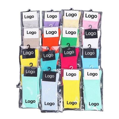 China INS Breathable Tiktok Sports Unisex Crew Socks Colorful Solid Cute Candy Branded Custom Straight Stack Sock for sale