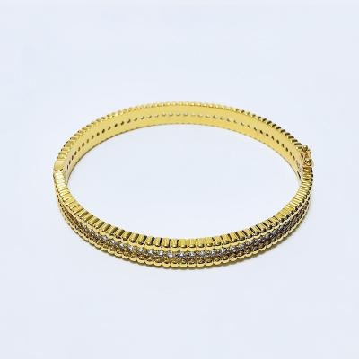 China Hot Selling Trendy 18K Gold Plated Zircon Adjustable Bangle Bracelet For Women Jewelry for sale