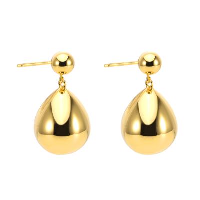 China Simple Classic FASHIONABLE Hot Selling Elegant 18k Gold Plated Smooth Waterdrop Circle Dangle Stud Earrings For Women Fashion Jewelry for sale