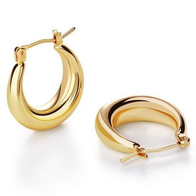 China Minimalist Hypoallergenic Chunky Gold Hoop Earrings Trendy Cute Fashion Jewelry Gift for Women Girls for sale