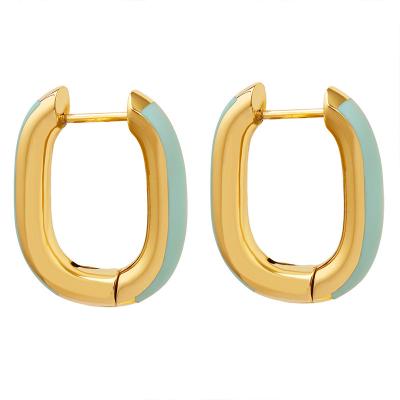 China TRENDY Minimalist Geometric U Circle Hoop Earrings For Women Colorful Enamel Chunky Circle Hoops Party Jewelry for sale