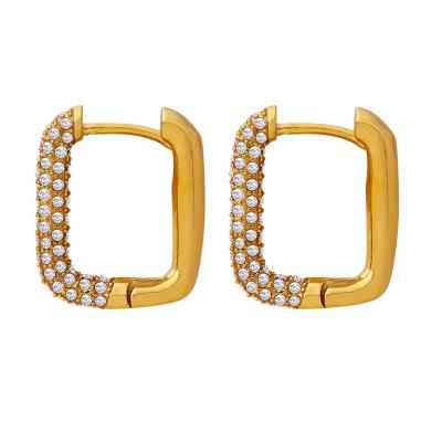 China TRENDY 18K Gold Plated Zircon Circle U Shaped Earrings For Women Girls for sale