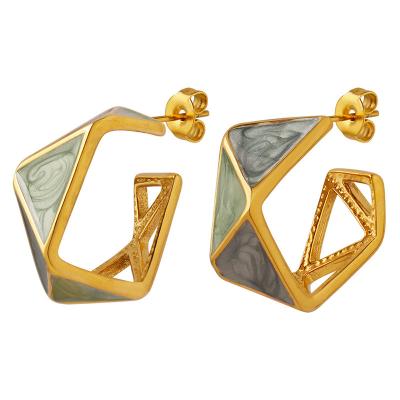 China FASHIONABLE Stud Earrings Geometry Oil Drop Enamel Style Female Stud Earrings for sale