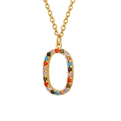 China CLASSIC Light Luxury Summer Zircon Color Contrast 18K Colored Real Gold Plated Pendant Necklace For Women for sale