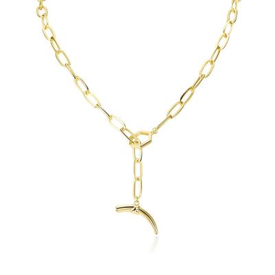 China FASHIONABLE Hexagon Pendant Adjustable Paper Clip Minimalist 18K Gold Y Chain Necklace For Women Girls for sale