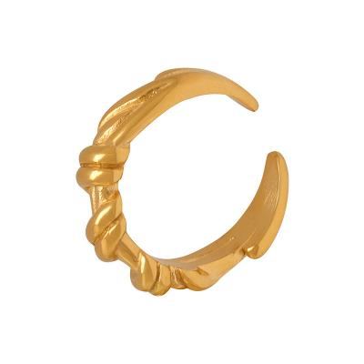 China CLASSIC Unique Simple Shape Fashion Versatile 18K Gold Plated Twisted Texture Opening Ring Jewelry for sale