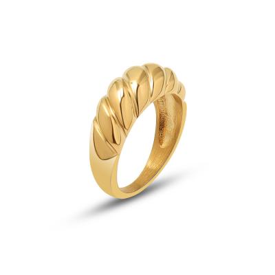 China CLASSIC 18k Gold Plated Crescent Braided Twisted Chunky Dome Ring For Women and Men for sale