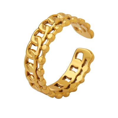 China CLASSIC Tasty Trendy 18K Gold Plated Open Adjustable Chain Link Rings For Women Men for sale