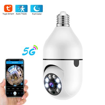 China Human motion tracking 5G wifi E27 socket tuya cloud storage lamp outdoor panoramic 360 degree CCTV security bulb ptz camera wireless camera for sale