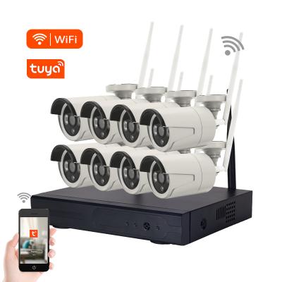 China Motion detection 2MP 1080p 8 channel tuya wifi camera set outdoor waterproof wireless nvr kit night vision 8ch home security cctv camera system for sale