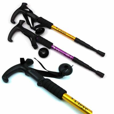 China Camping Tent Pole /walking Poles/Aluminum Pole Portable Nordic Walking Cork Trekking Poles Outdoor Wood Handle Canes Trekking Poles for sale