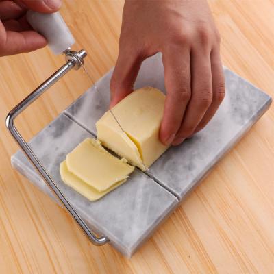 China Stored Natural Marble Cheese Slicer Panel Stainless Steel Tangent Cheese Tools for sale