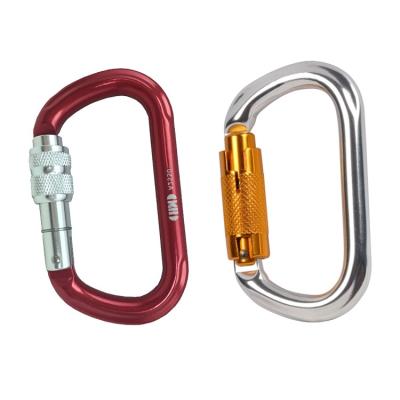 China Custom high quality aluminum mountaineering carabiner 25kn o shaped carabiner-screw lock alloy for sale