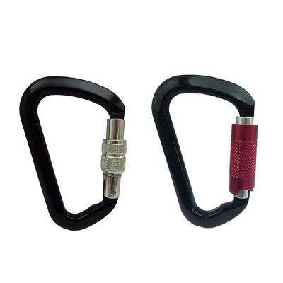 China Mountaineering Aluminum Alloy 25kn Carabiner D Shaped Carabiner-screw Lock for sale