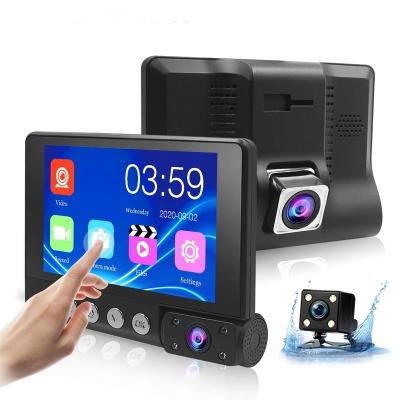 China HD Waterproof 4 Inch Car Black Box With Night Vision Lens Car Dvr 3 Lens Built In G-sensor Dash Camera for sale