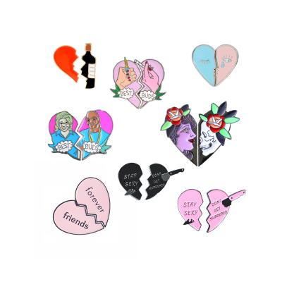 China 3D Heart Pair Metal Brooch Pin Badges Steel Enamel Customizable Jewelry for sale