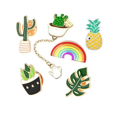 China Customized Cute Lapel Pin Cartoon Brooch Pin Enamel Badges For Clothes Bags Backpacks Rainbow Cactus for sale