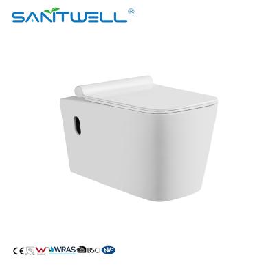 China Hidden Cistern White Bathroom Ceramic Wall Hung Toilet for sale