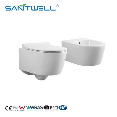 China European Design Tank Cover Easy Clean Soft Close Concealed Wall Hung Toilet for sale