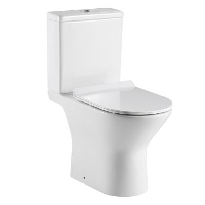 China Double Flush Ceramic Two Piece Flush Toilet With UF Soft Closing Seat Cover And Soft Surface for sale