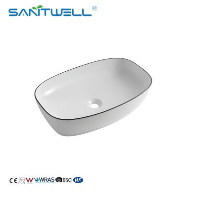 China Basin Maker Easy Clean Ceramic Above Counter Wash Basin Sink For Bathroom for sale