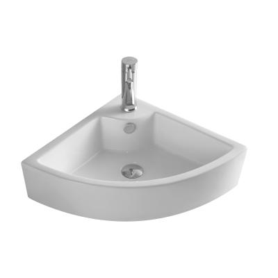 China Durable Chinese Sanitary Ware AB8166 Triangular Ceramic Basin Corner Over Counter Basin Wall Sink Bathroom Sink for sale