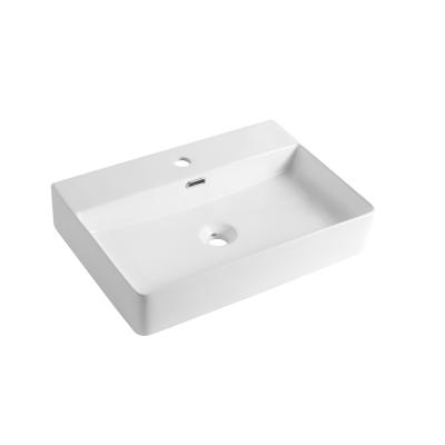 China AB8454 Modern Rectangular White Ceramic Wall Hung Lavatory Bathroom Art Basin Sinks for sale